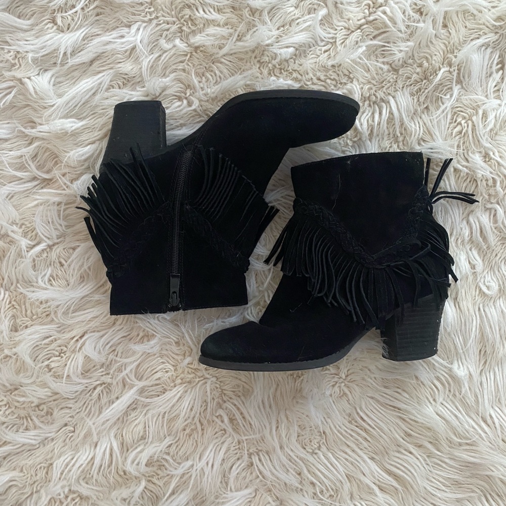 Suede fringe ankle boots